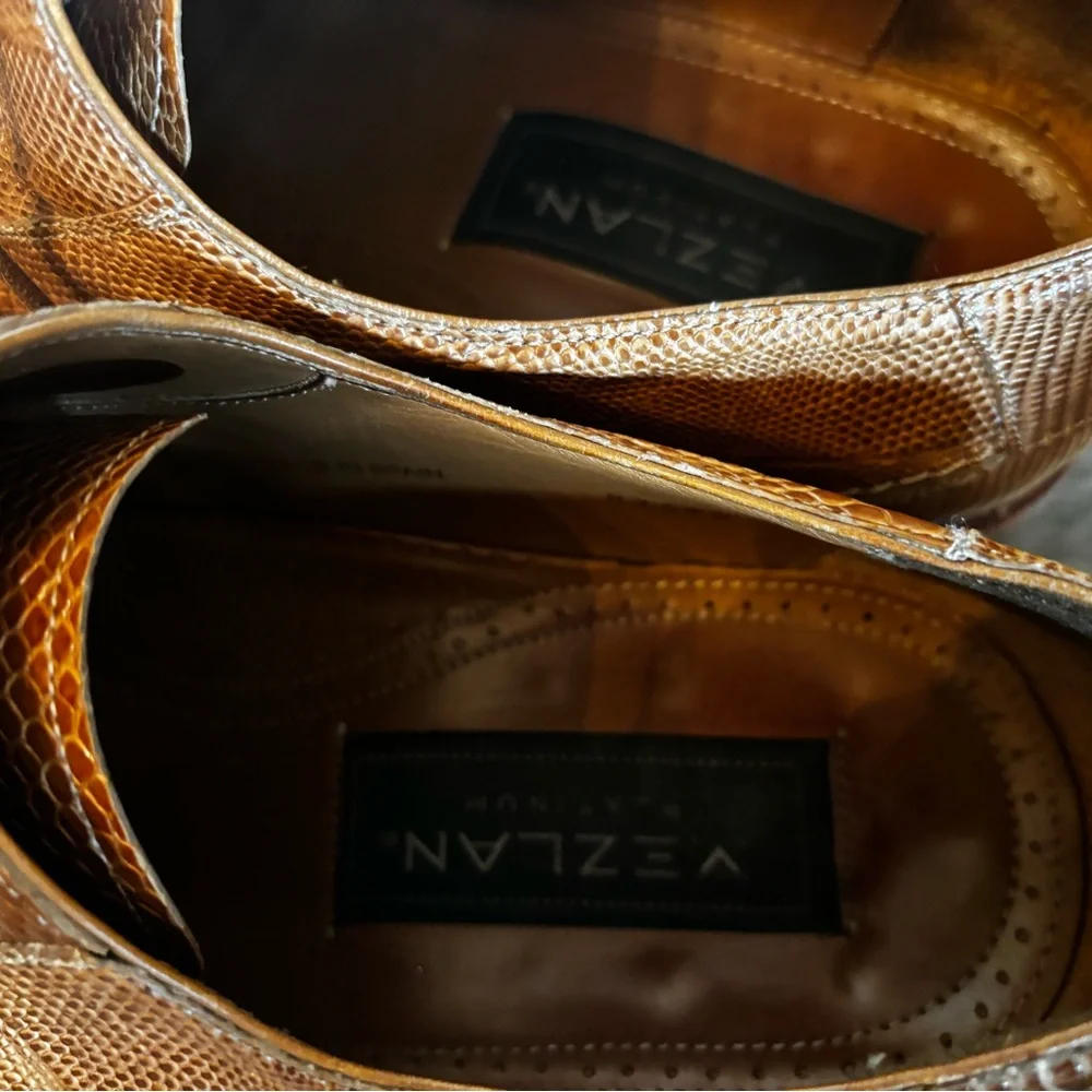 Mezlan Brown Textured Leather Oxfords office dress shoes men’s size 12 business - Picture 9 of 13